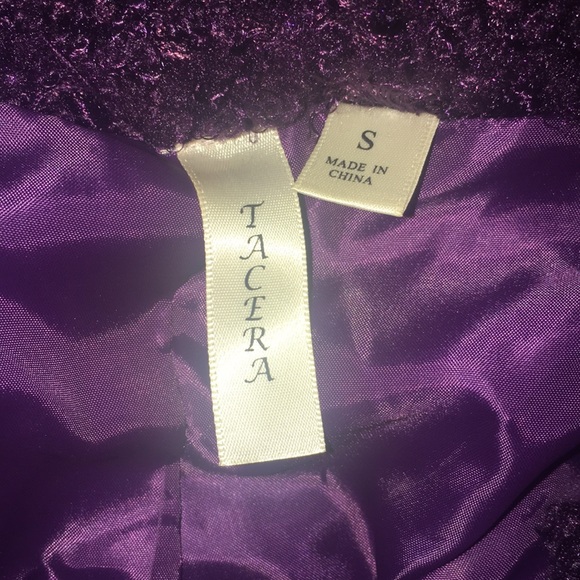 Faux lambs wool bolero jacket, deep purple, size S - Picture 3 of 4